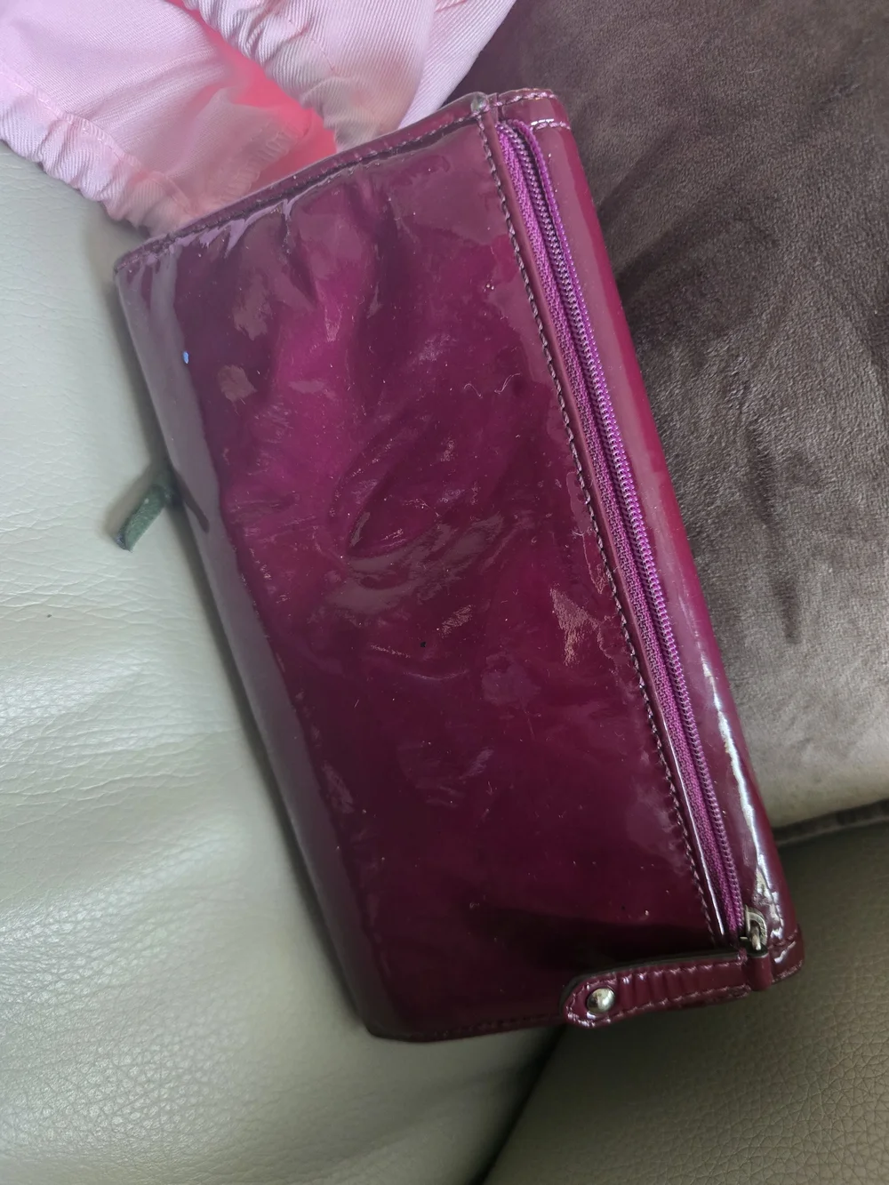 Coach Patent Leather Folding Wallet - Plum